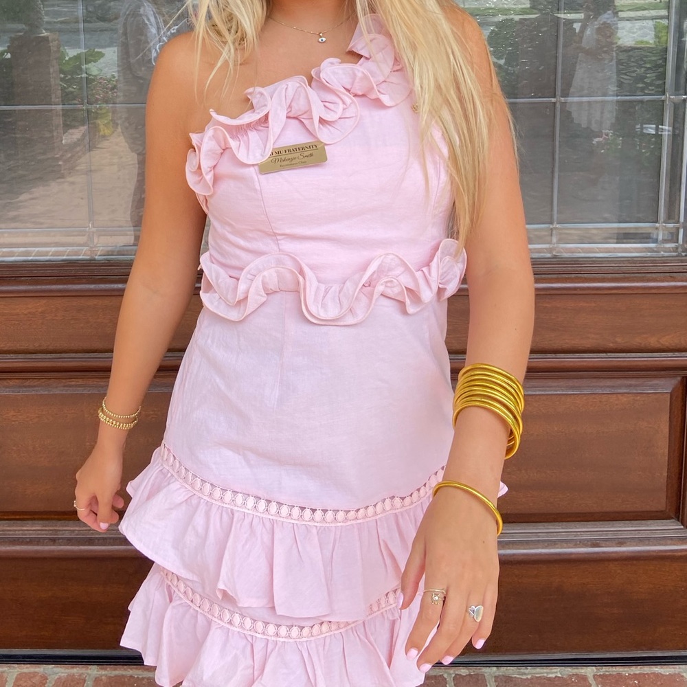 Hello Molly Pale Pink Ruffle Mini Dress - Picture 3 of 3